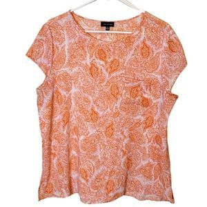 The Limited Top T-shirt Short Sleeve Coral White Leaf Design Size XL